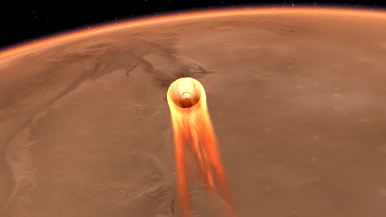 Artist's concept of InSight entering the Martian atmosphere