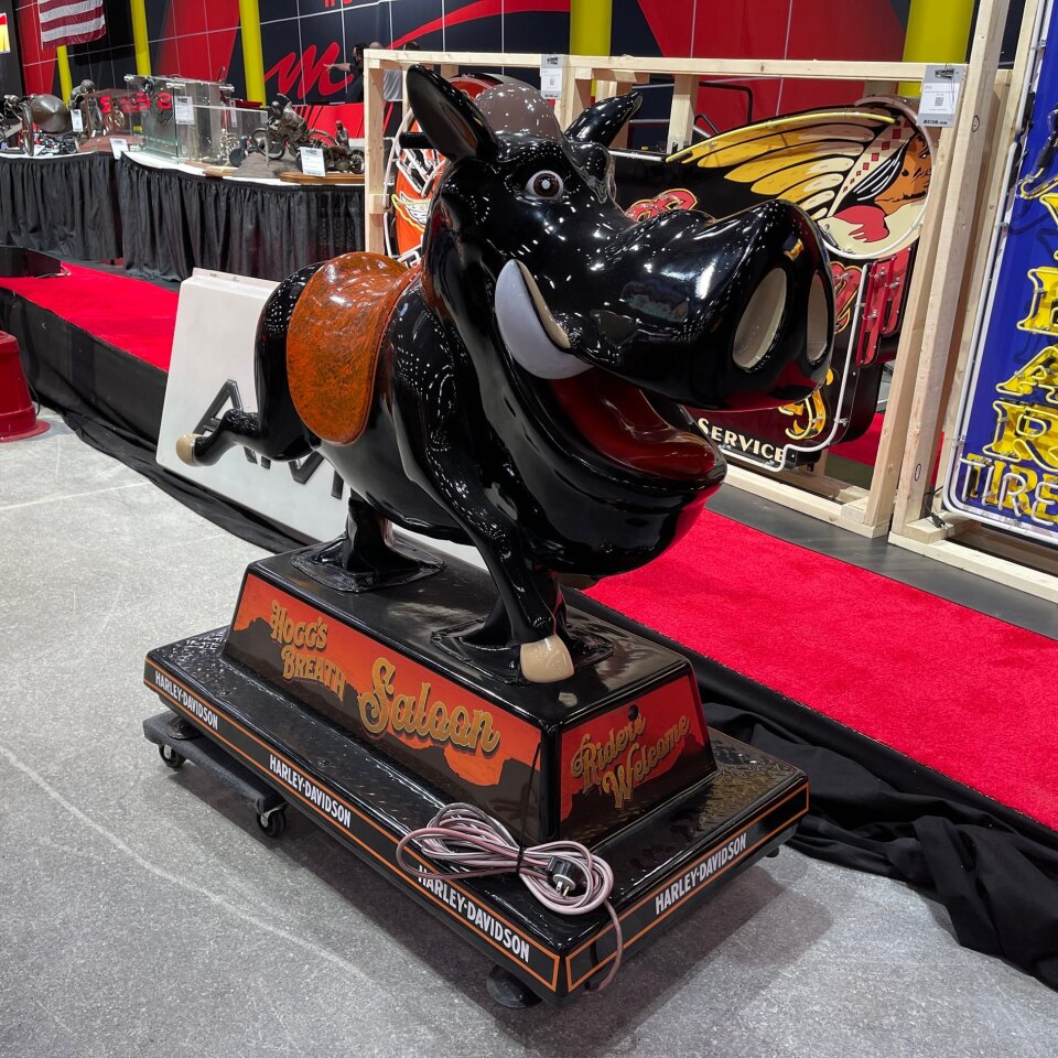 At $6,490, it wasn't cheap, but it sold fully restored as a coin-operated kiddies ride with Hog's Breath Saloon branding.