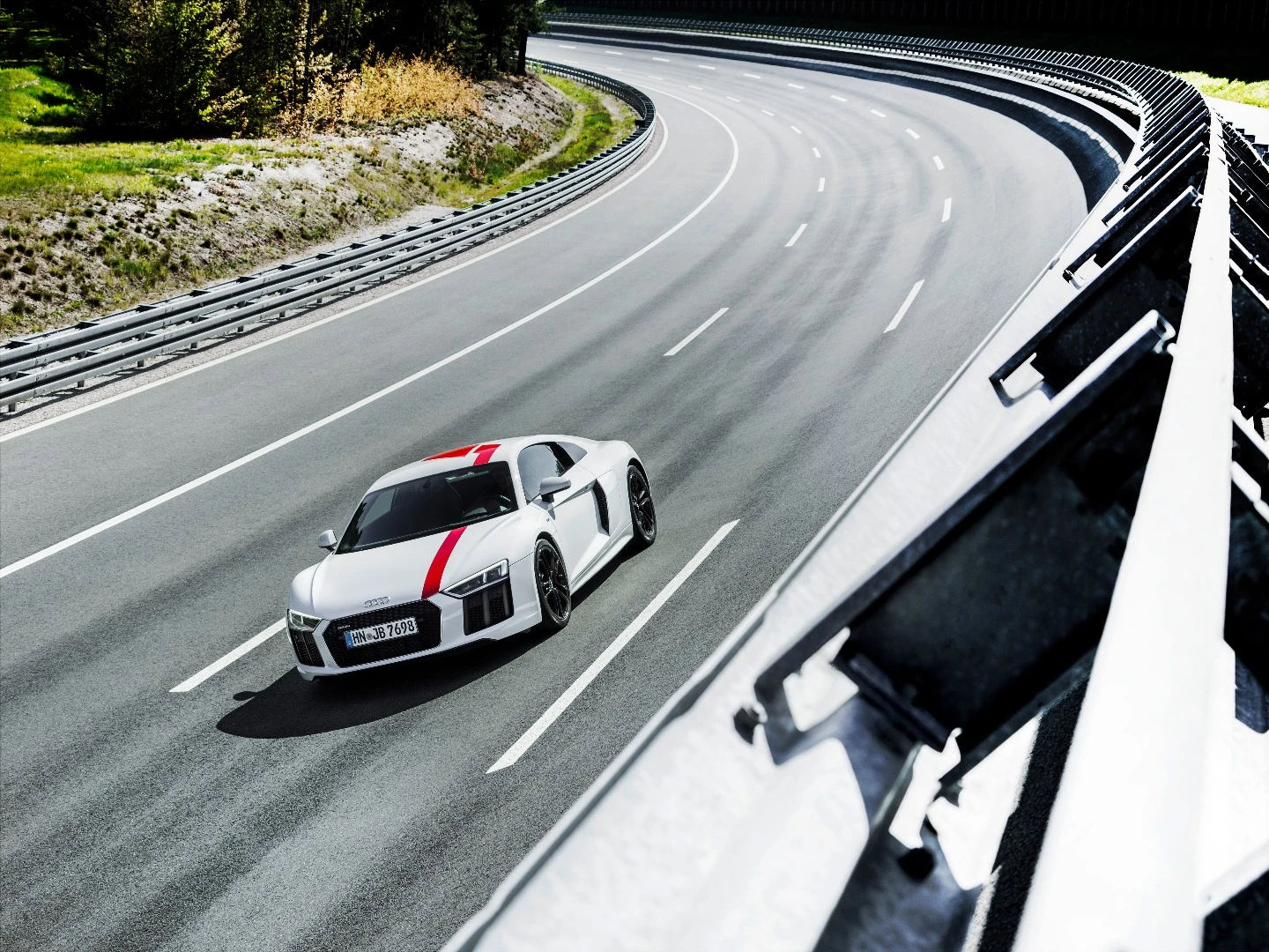 The Audi R8 V10 RWS on the move