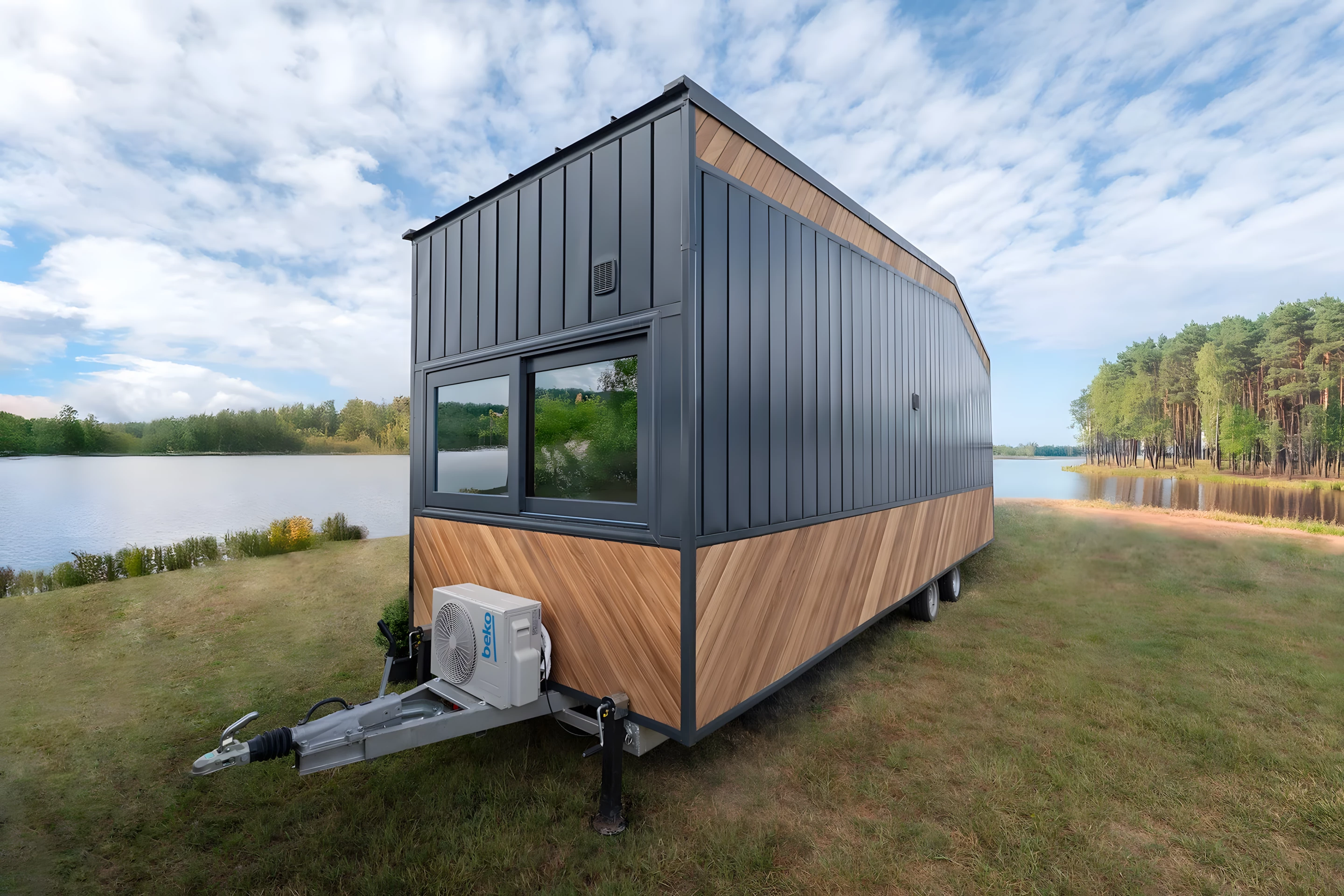 The Miami tiny house gets power from a standard RV-style hookup