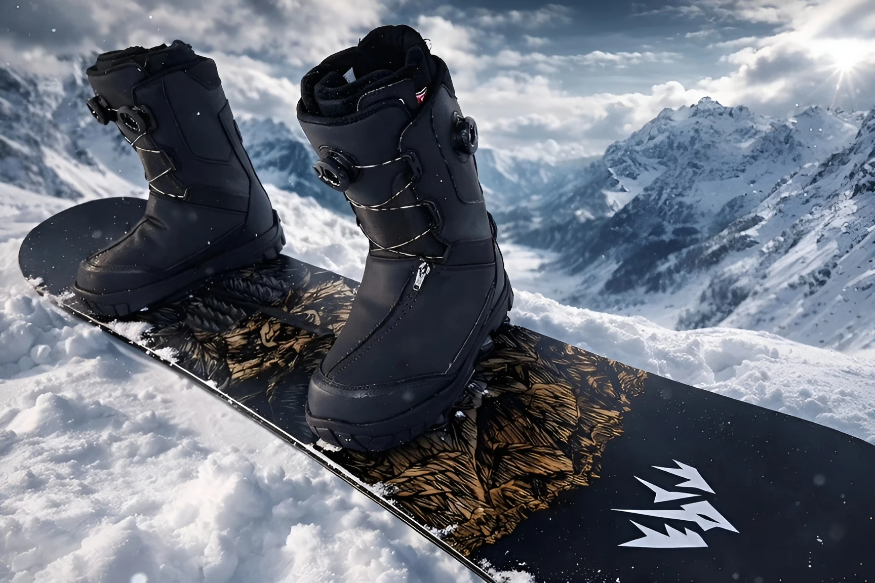 Automatic Snowboard Magnetic snowboard binding system replaces fumbling