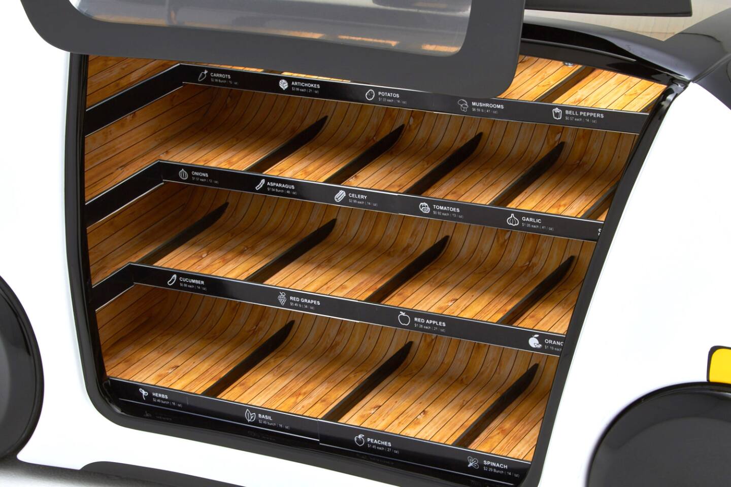 Robomart's software automatically tallies up for produce selected