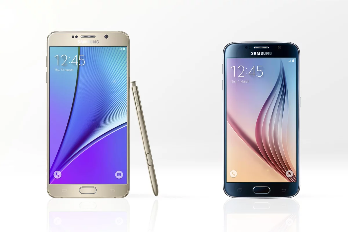 Gizmag compares the features and specs of the new Galaxy Note 5 (left) and Galaxy S6