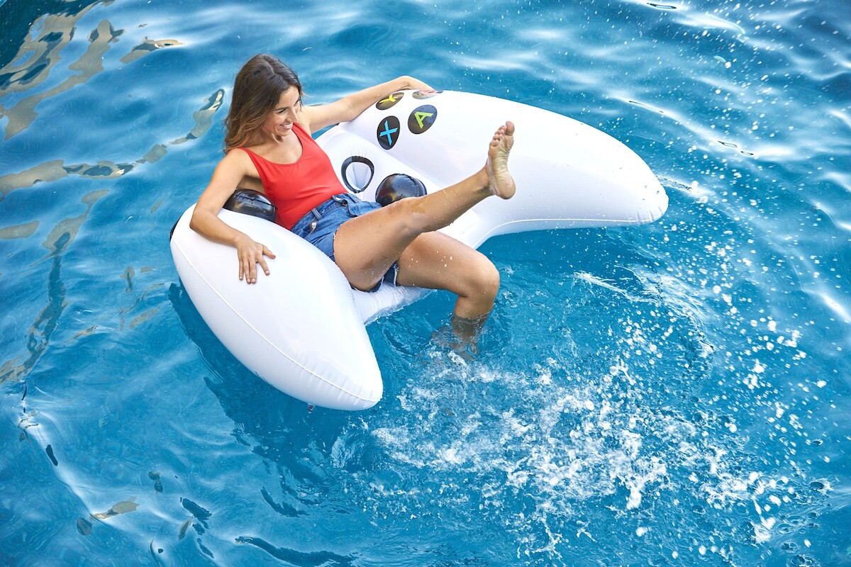 While Microsoft hasn't given dimensions, the Inflatable Xbox One S Controller is big enough to sit on
