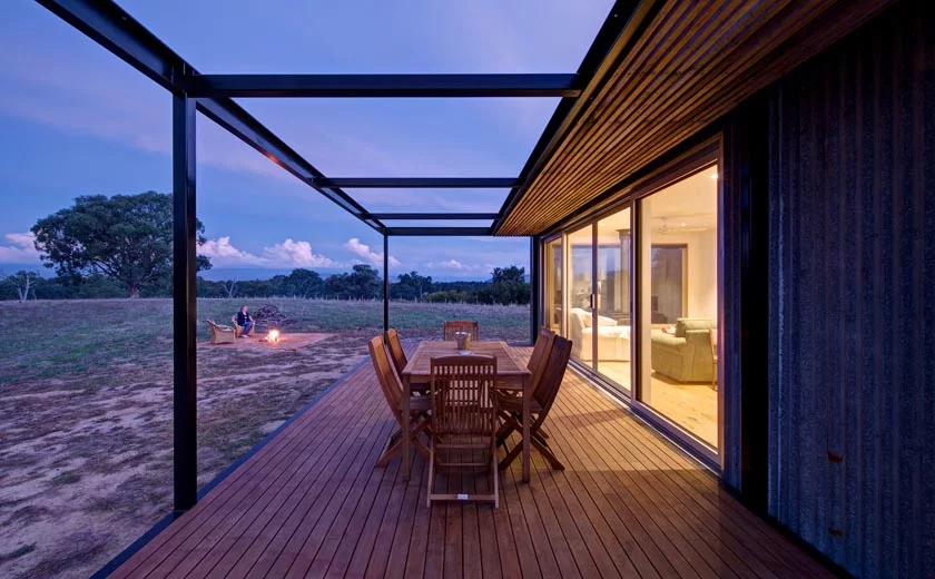 The home's interior features an open plan living and dining area, built-in wall kitchen, European laundry, double bedroom, bathroom and storage space