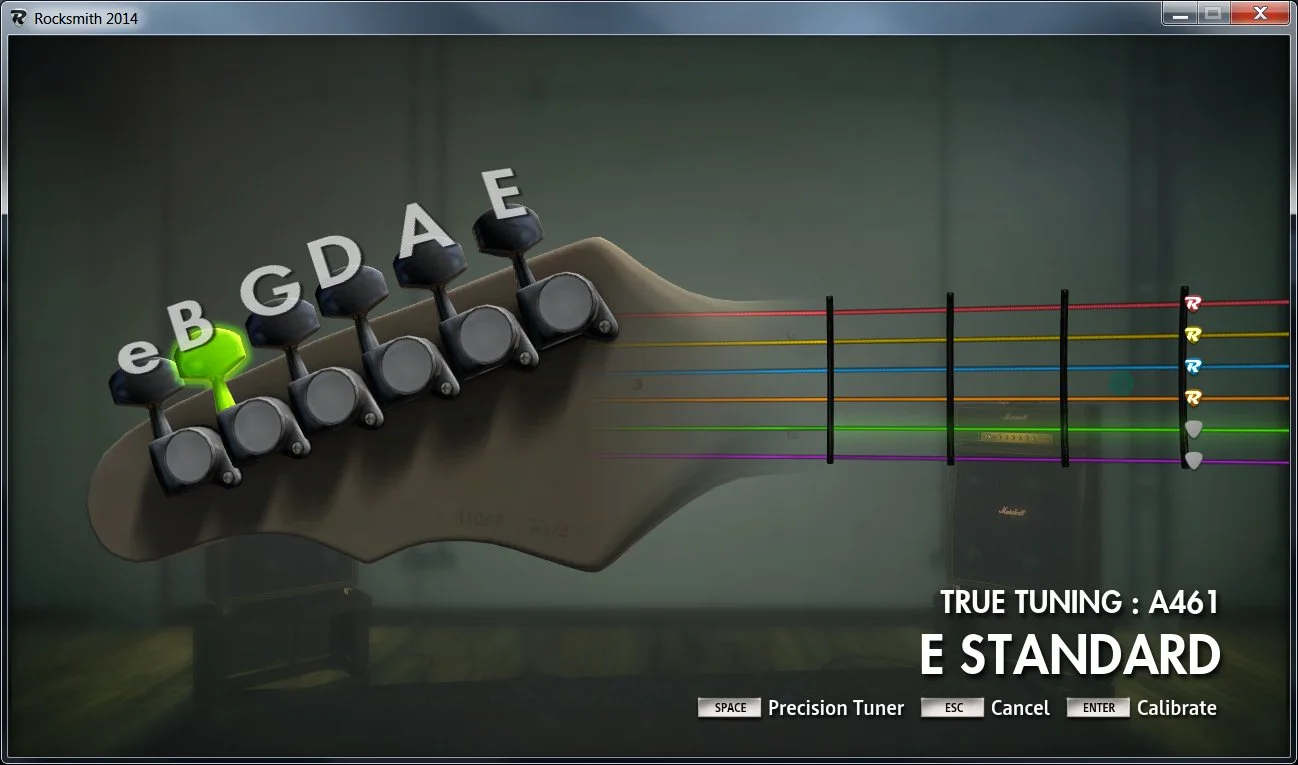 Staying in tune is important, and Rocksmith's built-in tuner is always available to help