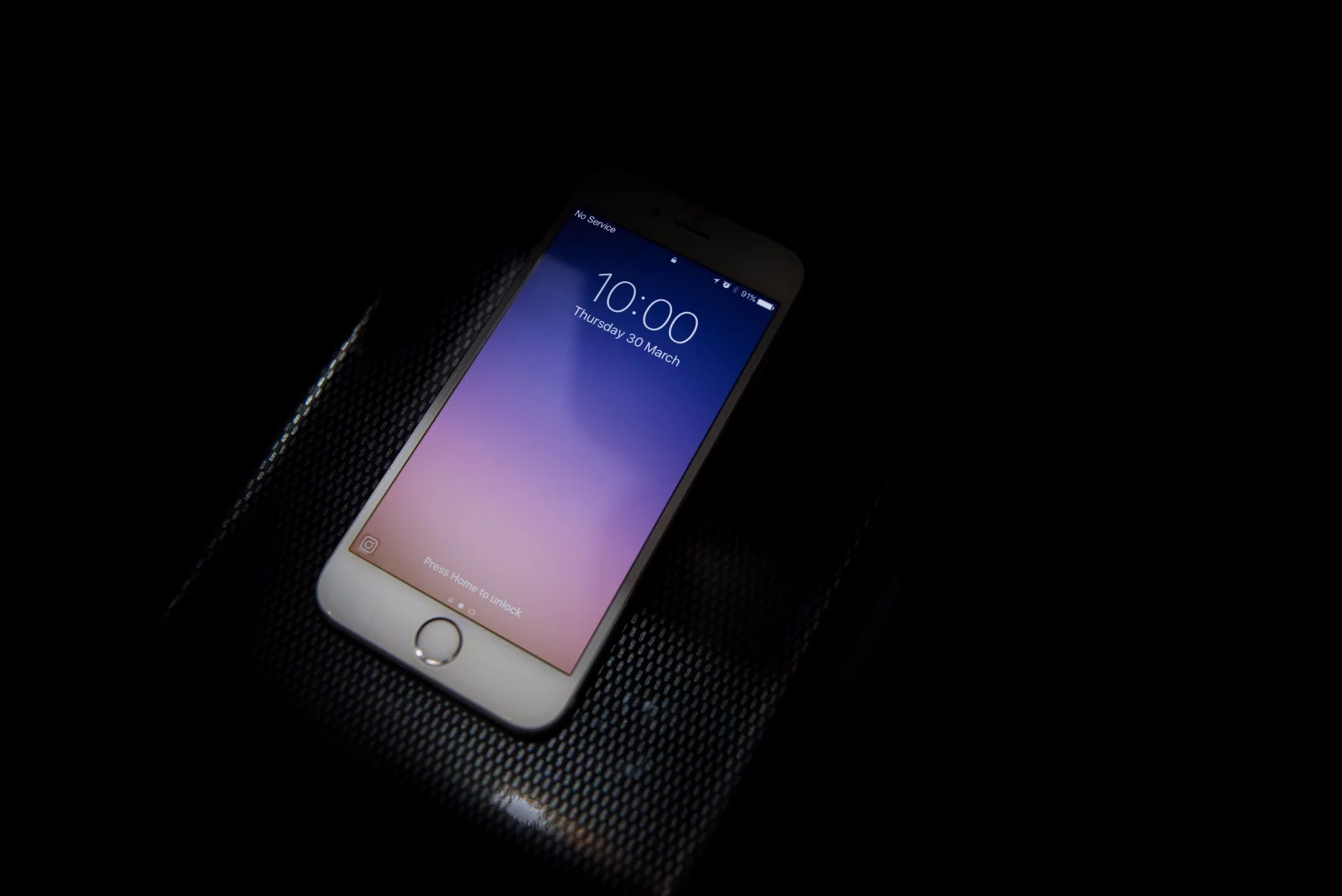 A phone in the Signal Shield with no service