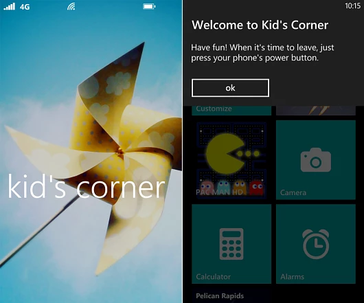 The kid's corner feature gives your child their own profile of items you specify