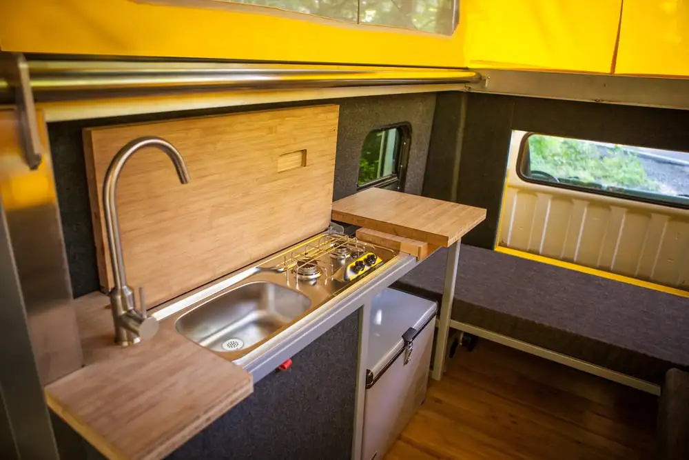 The Base 4x4 comes with a sink, but the stove is available optionally