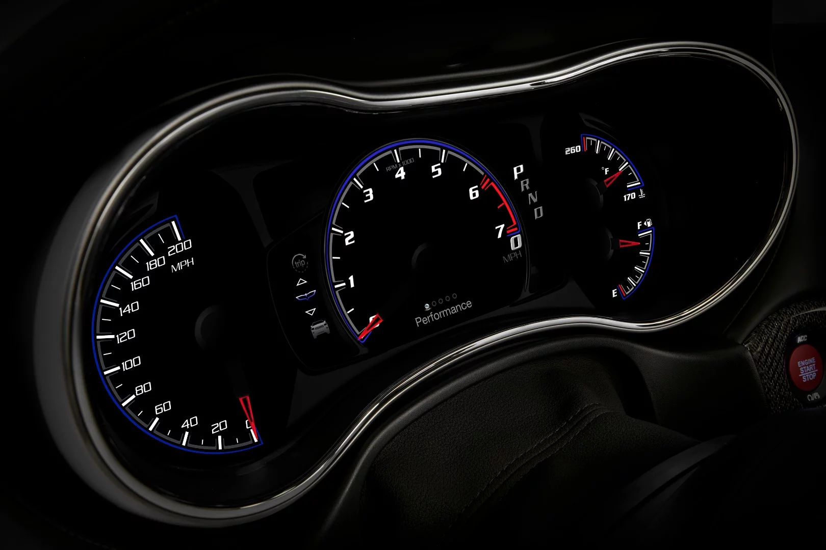 The speedo in the Jeep Grand Cherokee Trackhawk runs to 200 mph