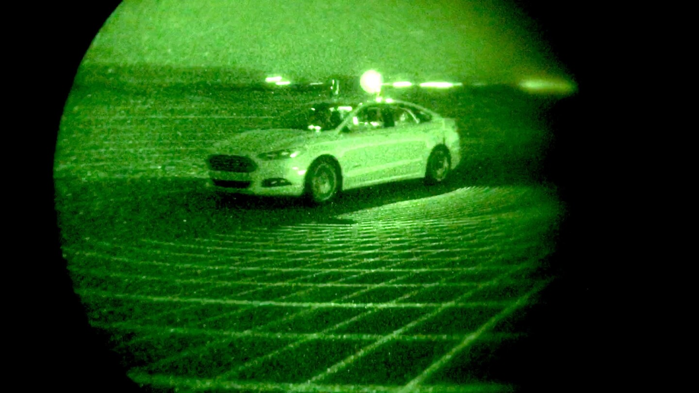 For a car to navigate in the dark, Ford uses high-resolution 3D maps, with LiDAR pulses used to locate the car on the map in real time