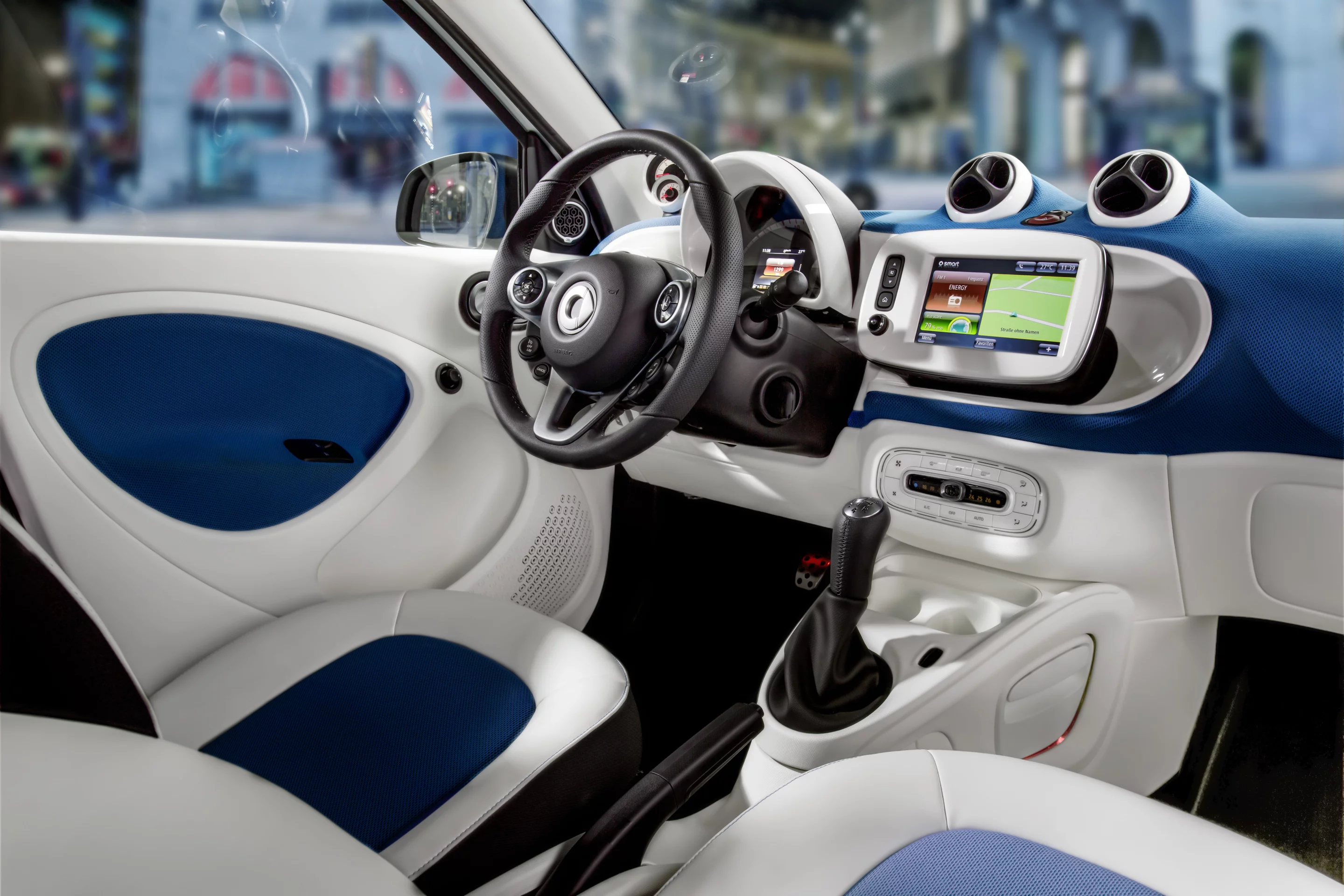 The interior can be optioned with a leather multifunction steering wheel
