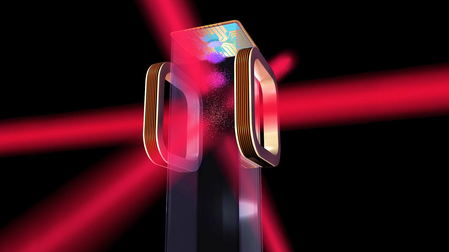 Artist's conception of a quantum atomic gas undergoing laser cooling in an ultracold refrigerator (Photo: NASA)