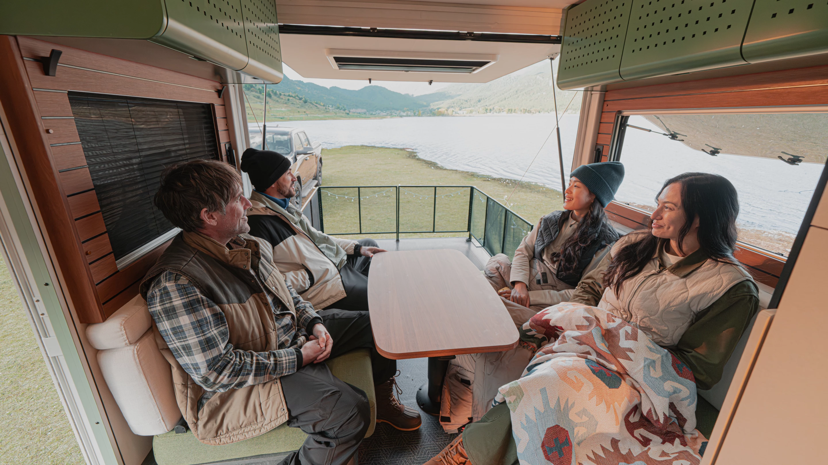 Enjoying the views and fresh air of the optional dual-tailgate terrace layout