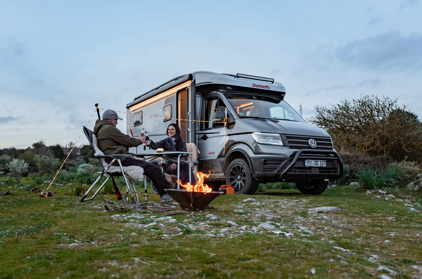 No organized campground here – the great thing about compact, rugged 4x4 camper buses like the Globebus Performance 4x4 is that they can make inviting base camps out of barren earth