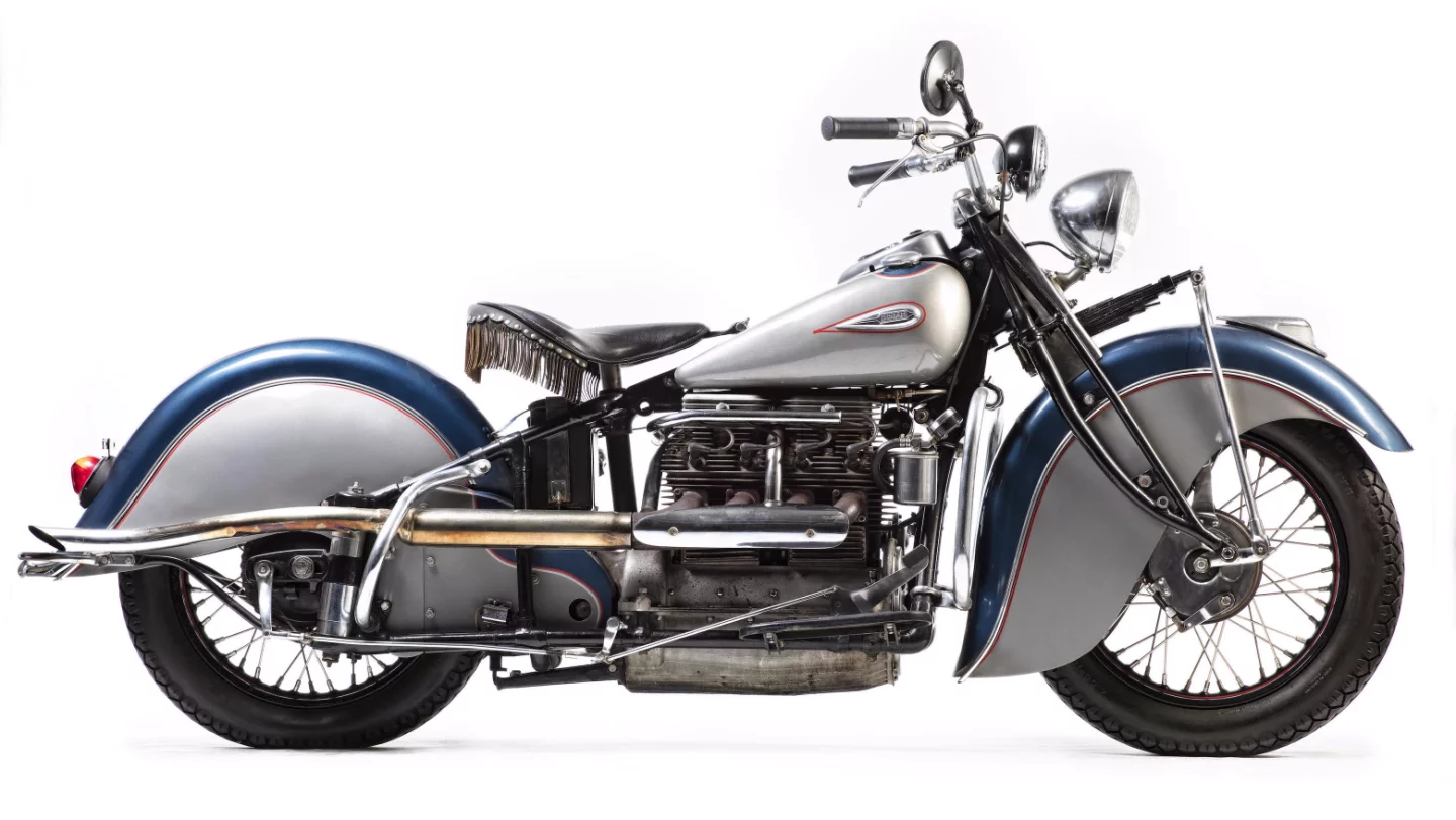 This 1940 Indian 78CI Four 440 (Lot 571) sold for £43,750 ($57,001).