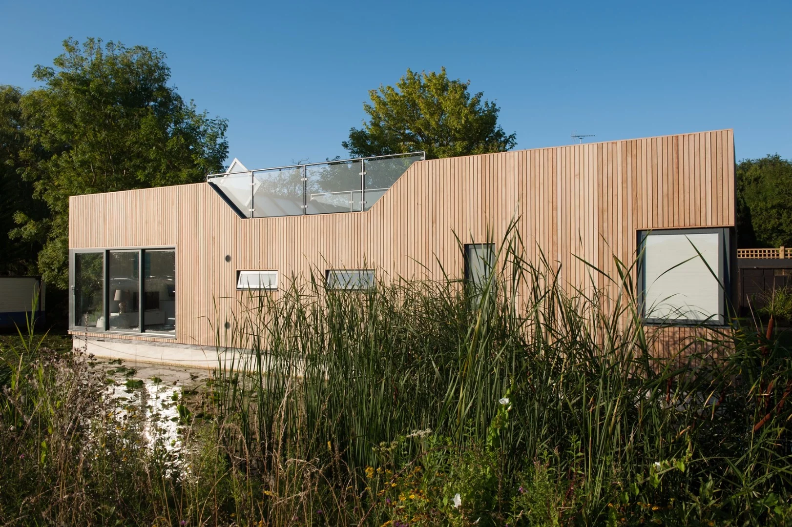 The Chichester floating home is clad with a western red cedar external façade