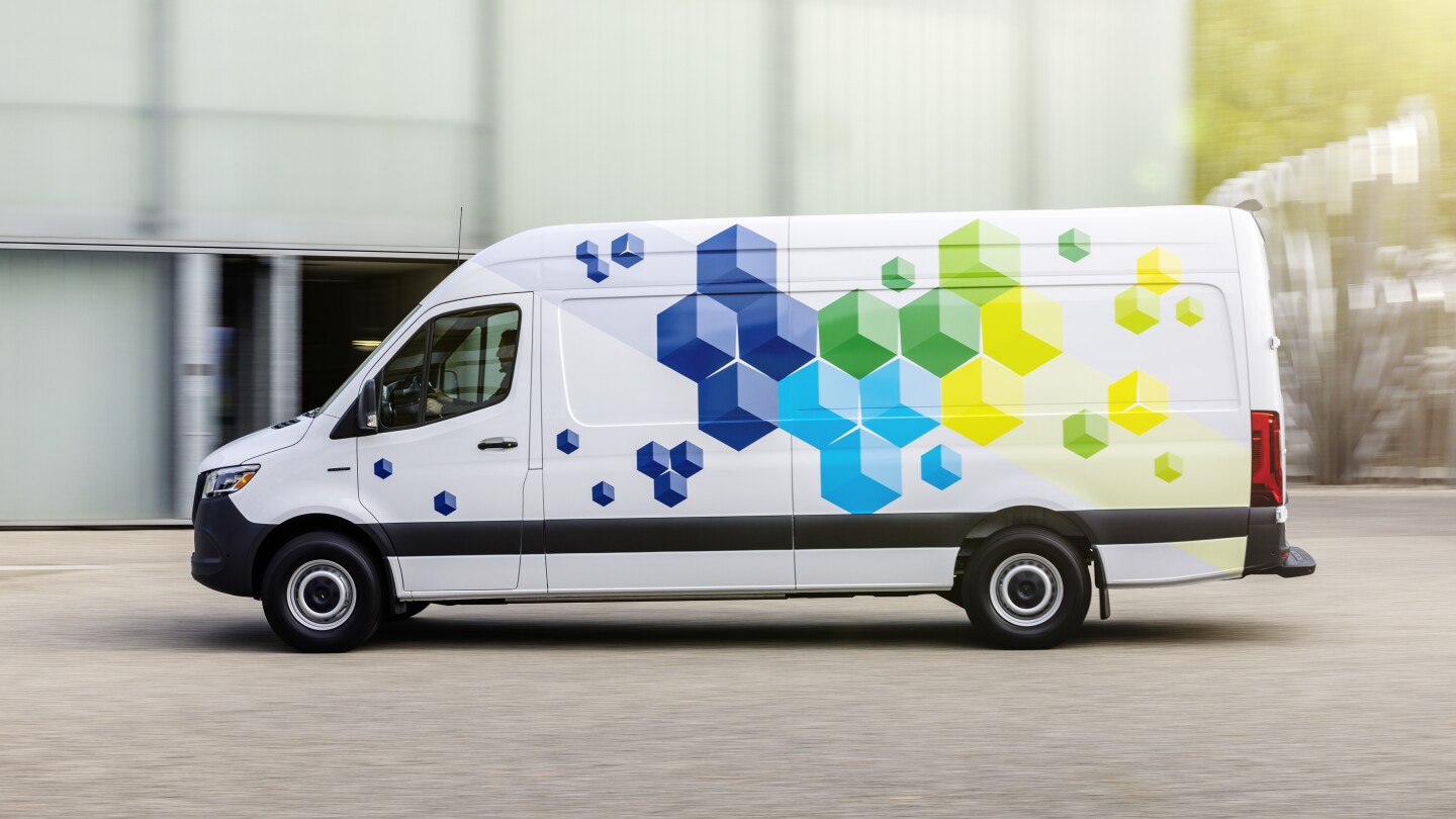 The new Mercedes-Benz eSprinter debuts as a long van with a tall roof in North America.