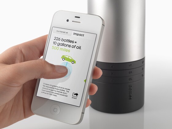The accompanying app translates bottles saved into facts