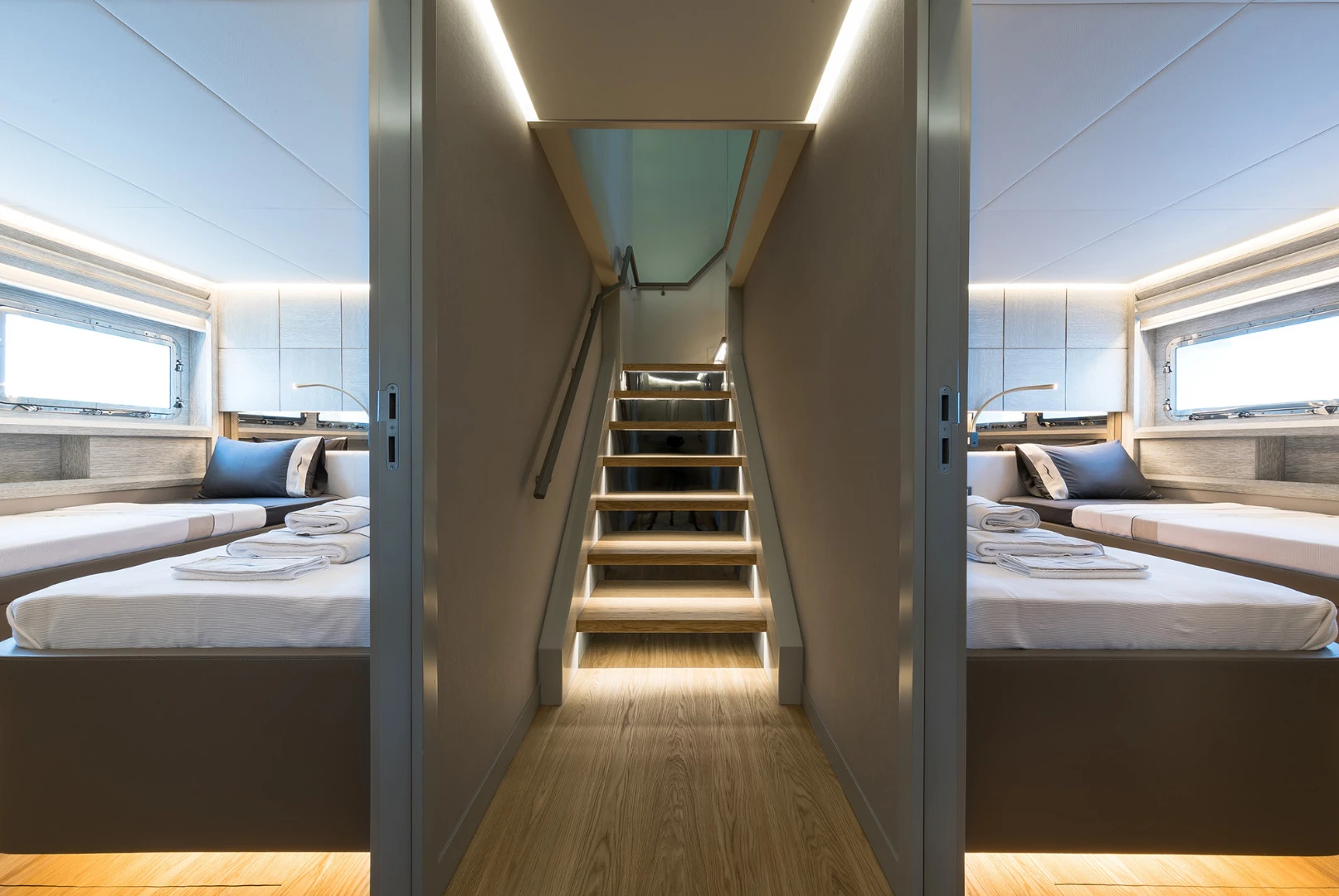 The 32XP sleeps 12 guests and 5 crew