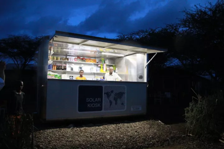 The portable SolarKiosk is an “autonomous business unit” that sells energy, products, tools and services