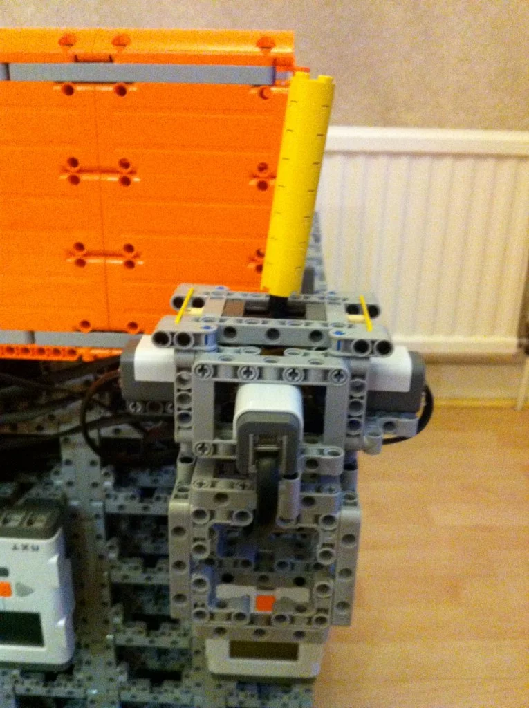 The LEGO joystick is connected to four touch sensors to run forward and backwards, and turn left and right