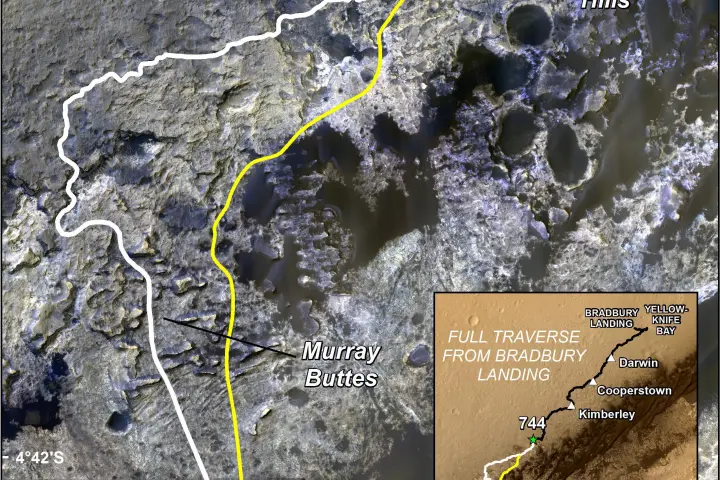 Curiosity's old and new paths (Image: NASA/JPL-Caltech/Univ. of Arizona)