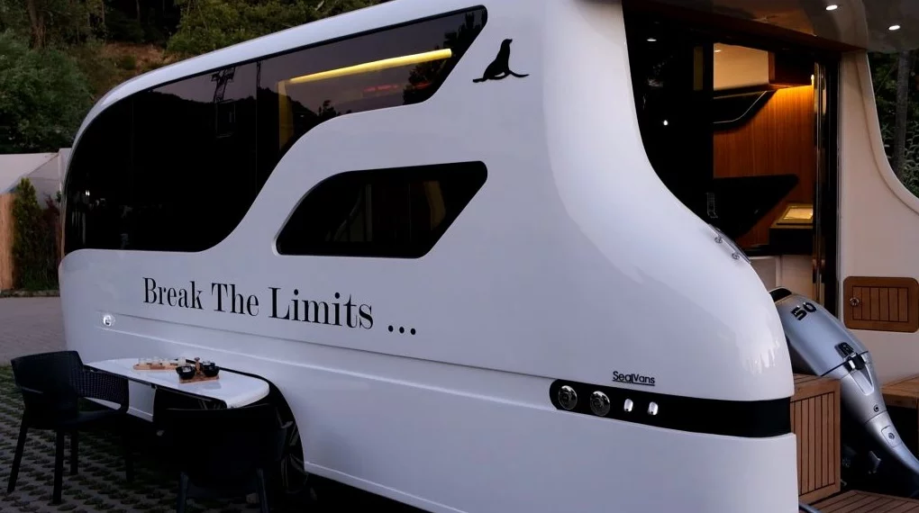 The SealVans amphibious caravan can function as a traditional land-based caravan