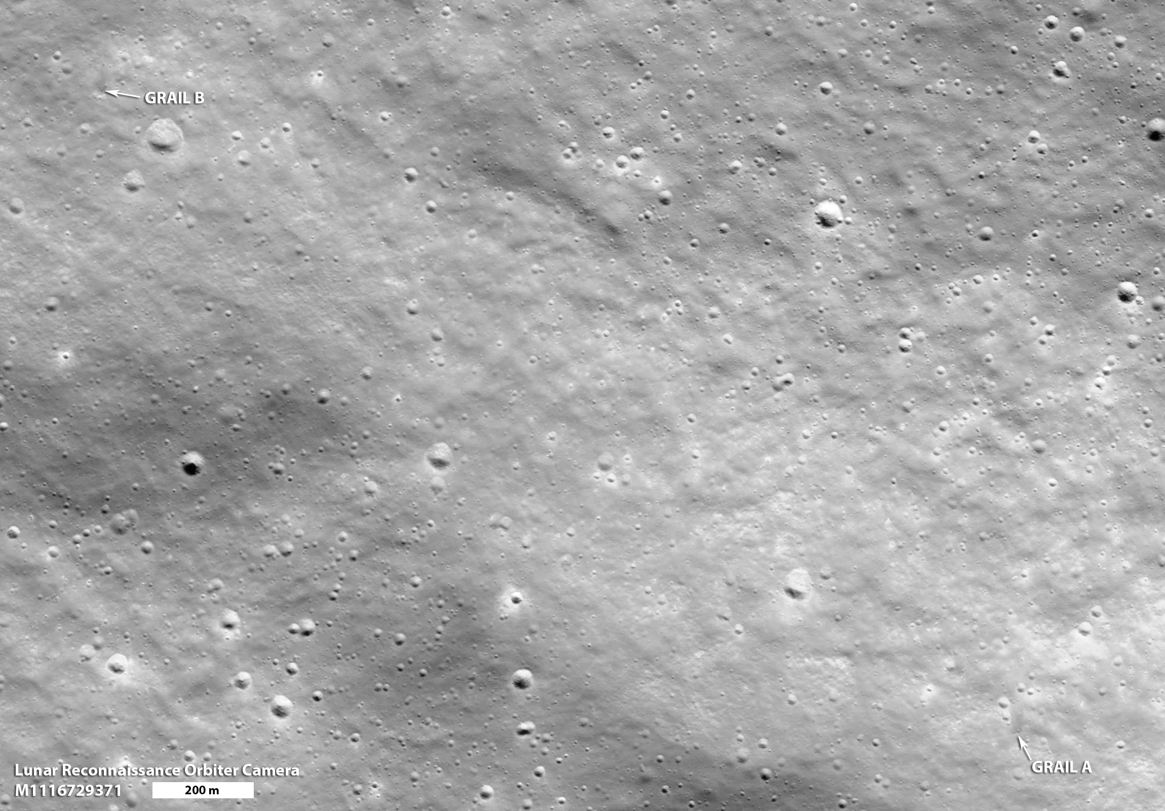 Impact sites of GRAIL A and B (Image: NASA)