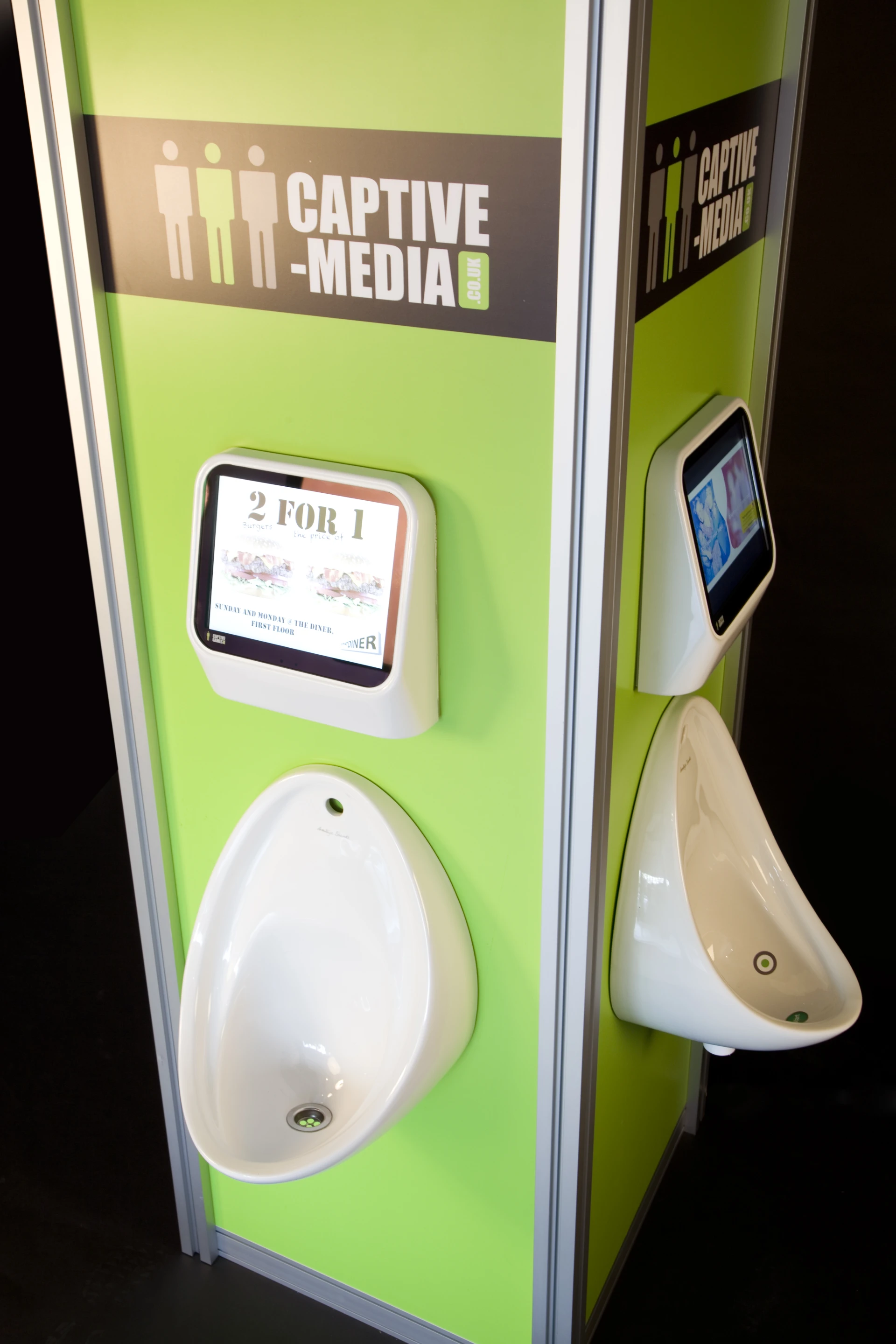 Captive Media is a urinal-based video game service, where male users control the game play via their urine stream
