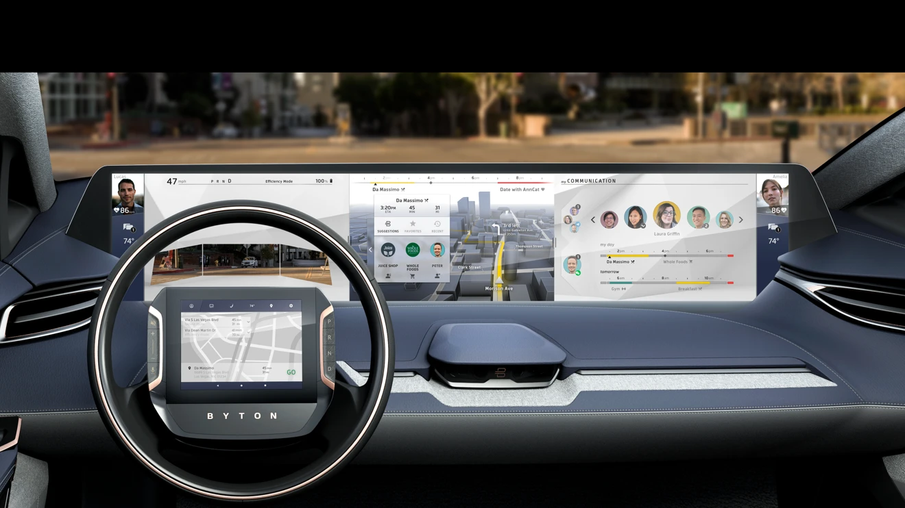 With a 5G connection and cloud platform, Byton intends its vehicles to be functional spaces for work and play