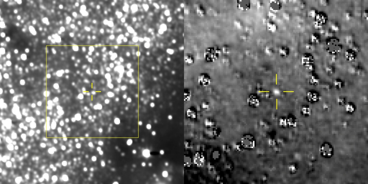 The first images form New Horizons of Ultima Thule in the Kuiper Belt, highlighted in yellow
