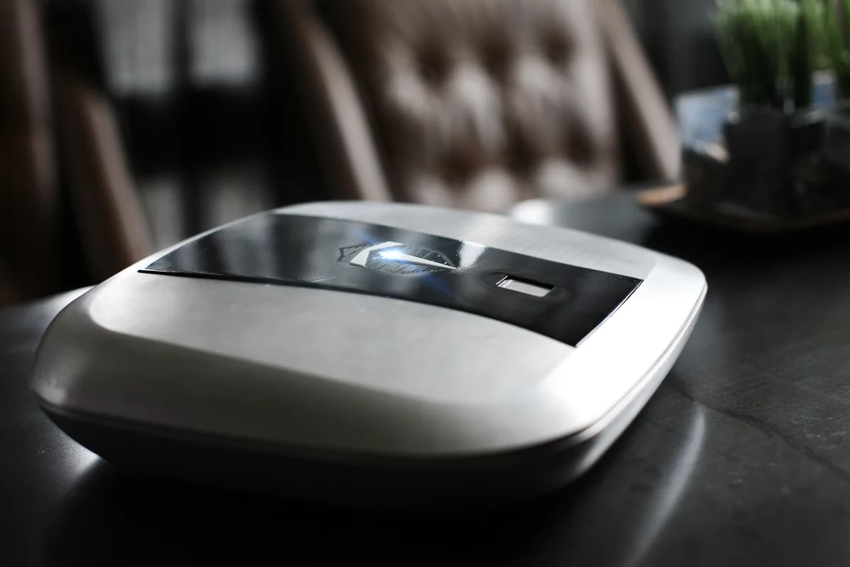 Once a firearm is secured safely inside, the Gun Box unlocks with an RFID-equipped bracelet (or ring), via a fingerprint scan, or a combination of the two