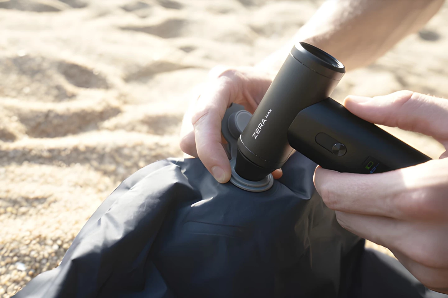 One of the nozzle attachments works well to inflate larger items like camping mattresses