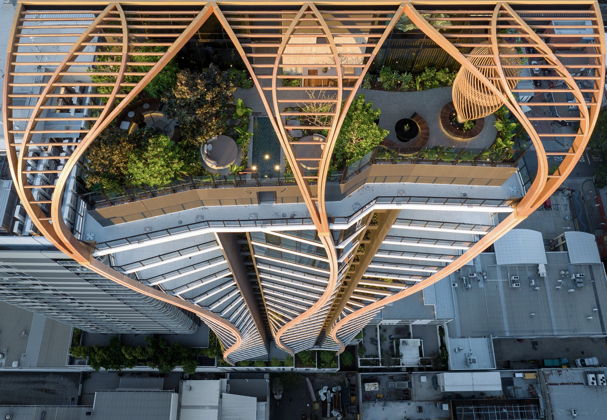Upper House's twisting facade is inspired by indigenous Australian culture
