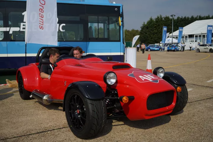 The AIE rotary-powered roadster took a drive at the Millbrook Proving Ground last week
