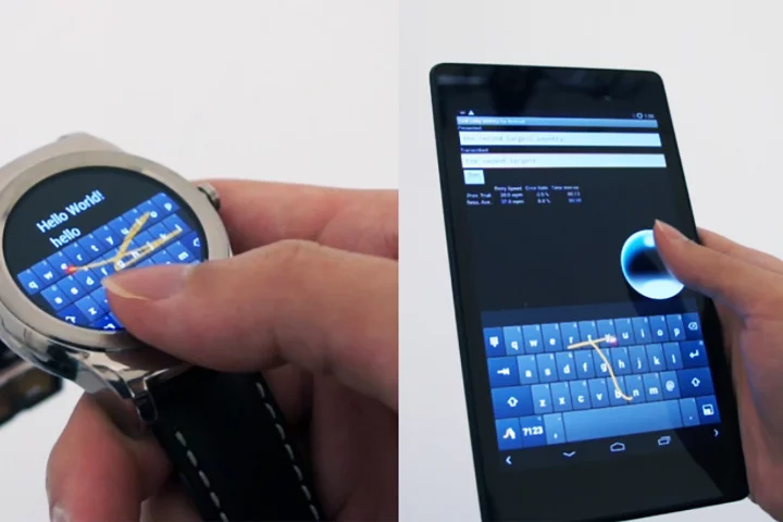 This tilt-typing mechanism solves the problem of entering text on small or large screens
