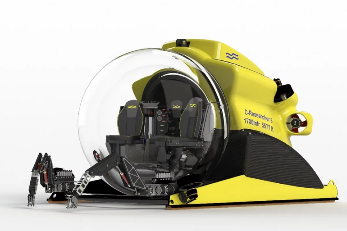 C-Researcher 3 features a fully acrylic pressure hull and a staggering 1,700 meter depth-rating