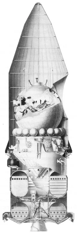 Vostok in the booster's nose cone