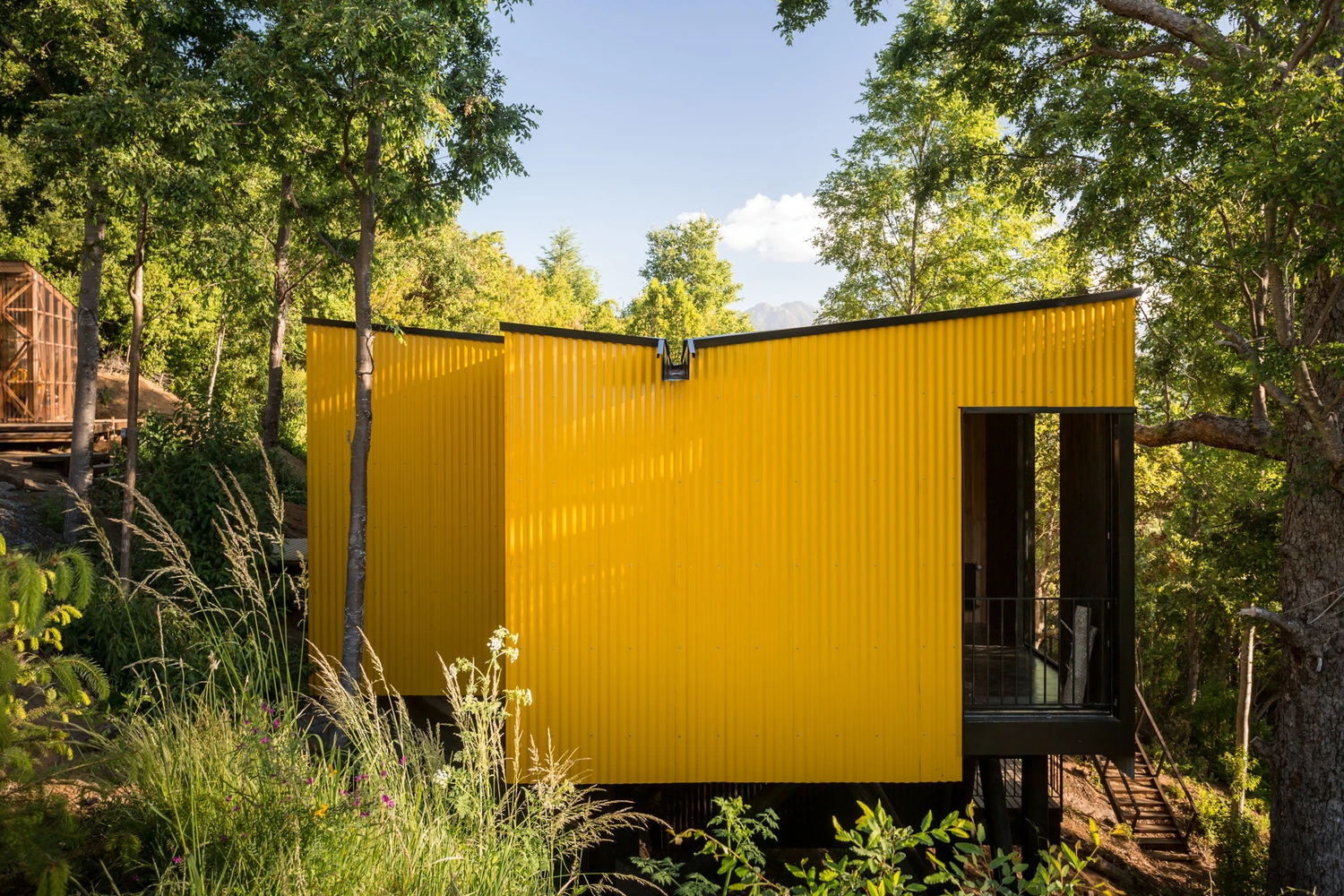 The Yellow House prefabricated modules were constructed offsite using lightweight Structural Insulated Panels (SIPs)