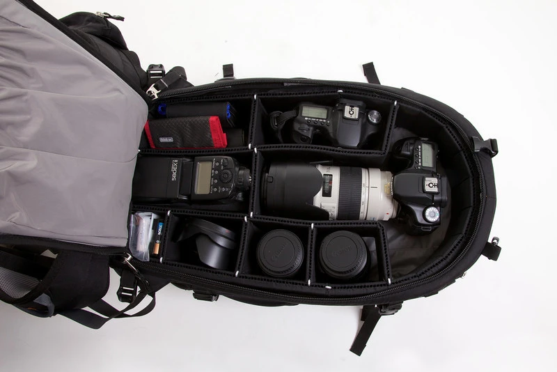 Fit your camera and lenses snugly and securely