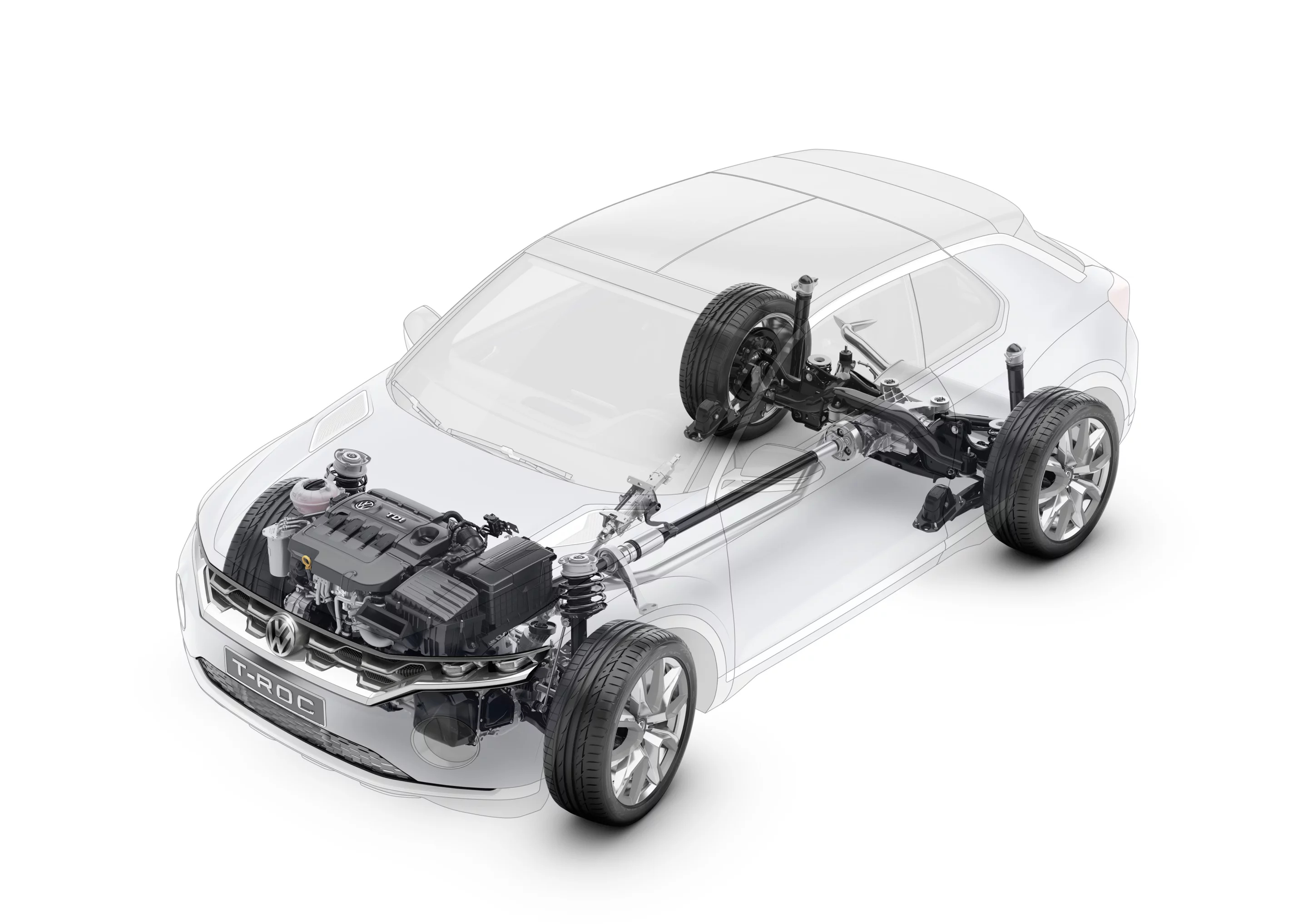 The T-ROC features VW's 4Motion all-wheel-drive train