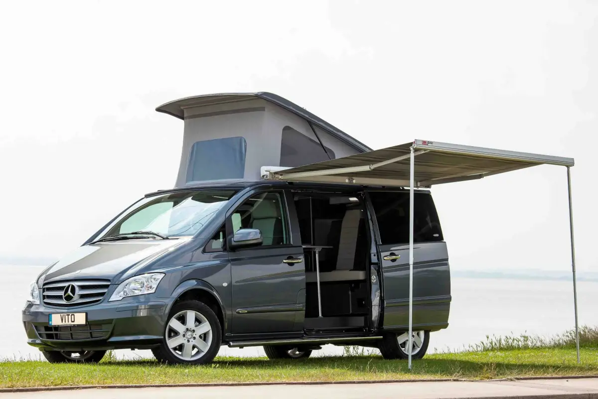 The Horizon MCV includes an outdoor awning and pop-up roof sleeping area