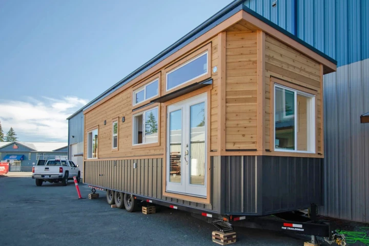 The Dove, by Rewild Homes, is an extra-wide tiny house that provides a spacious interior for two