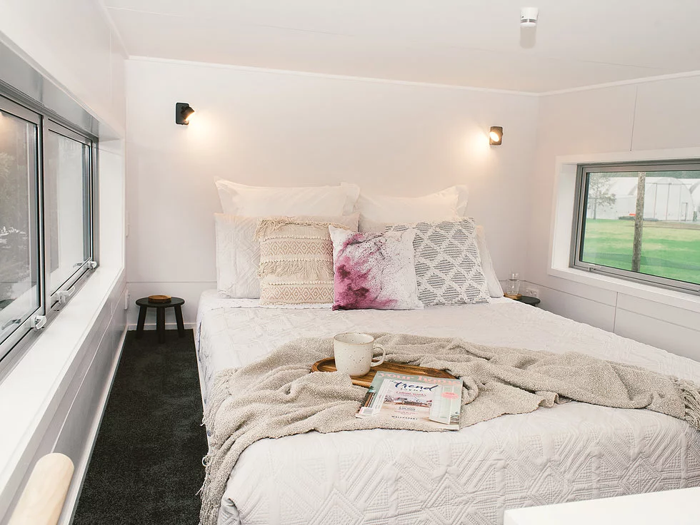 The Buster Tiny House's loft bedroom