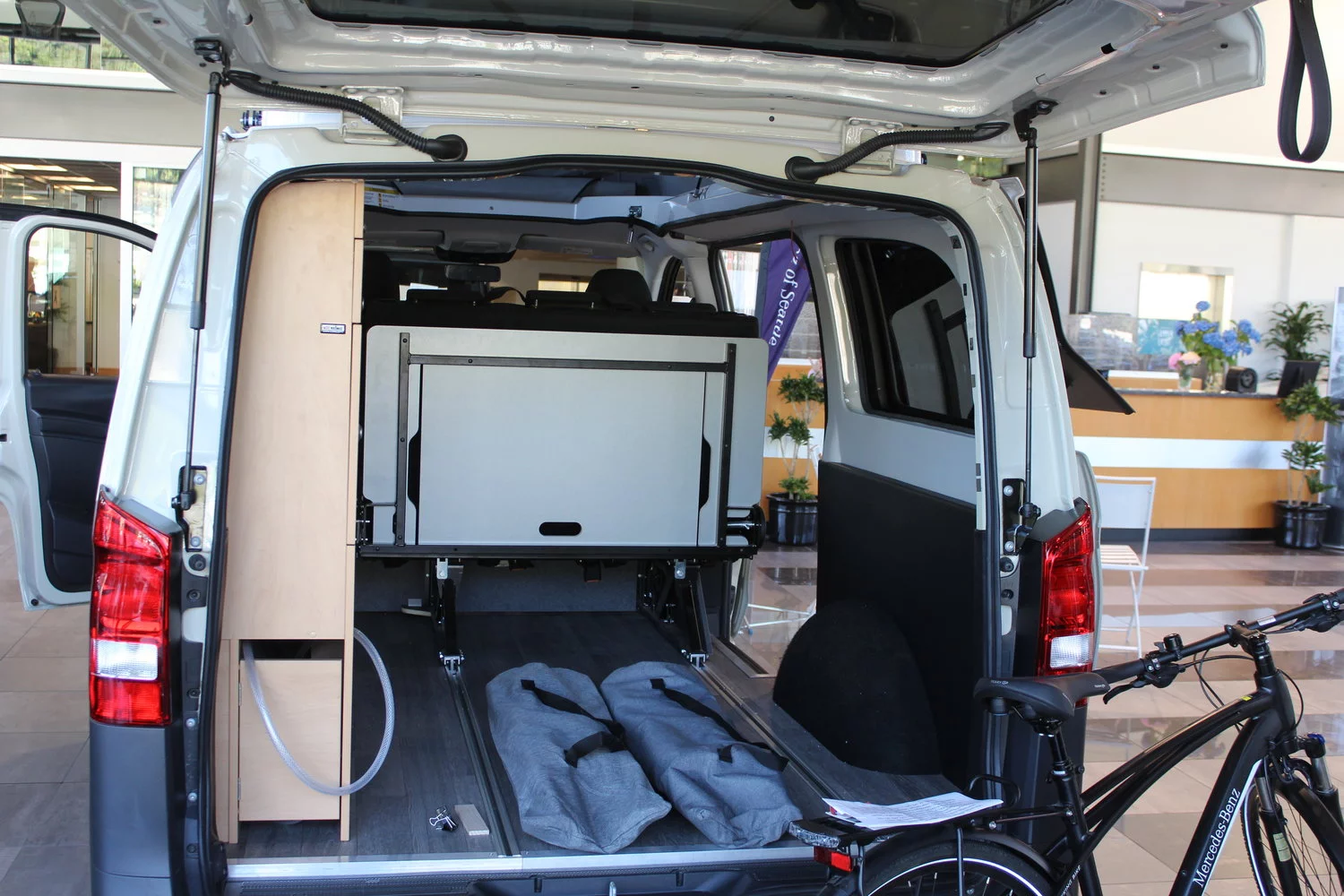 Sliding the bench forward for more storage