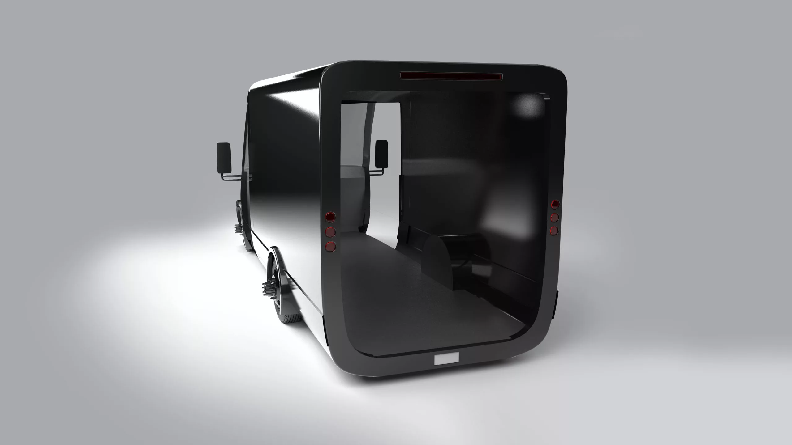 Enormous cargo space is only interrupted by small wheel arches