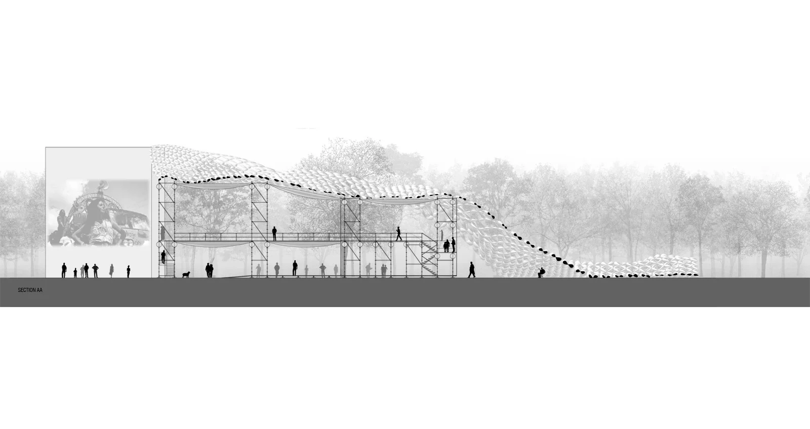 The Mobile Cultural Mobilizarte is a three-part inflatable portable pavilion