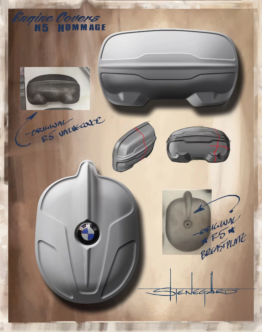 Ola Stenergard designed on paper many parts that could not be found anywhere and had to be fabricated for the BMW R5 Hommage