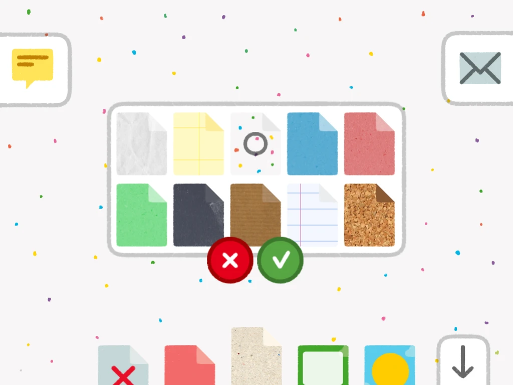 Maily features more than 30 backgrounds, ranging from paper effects to images of space rockets
